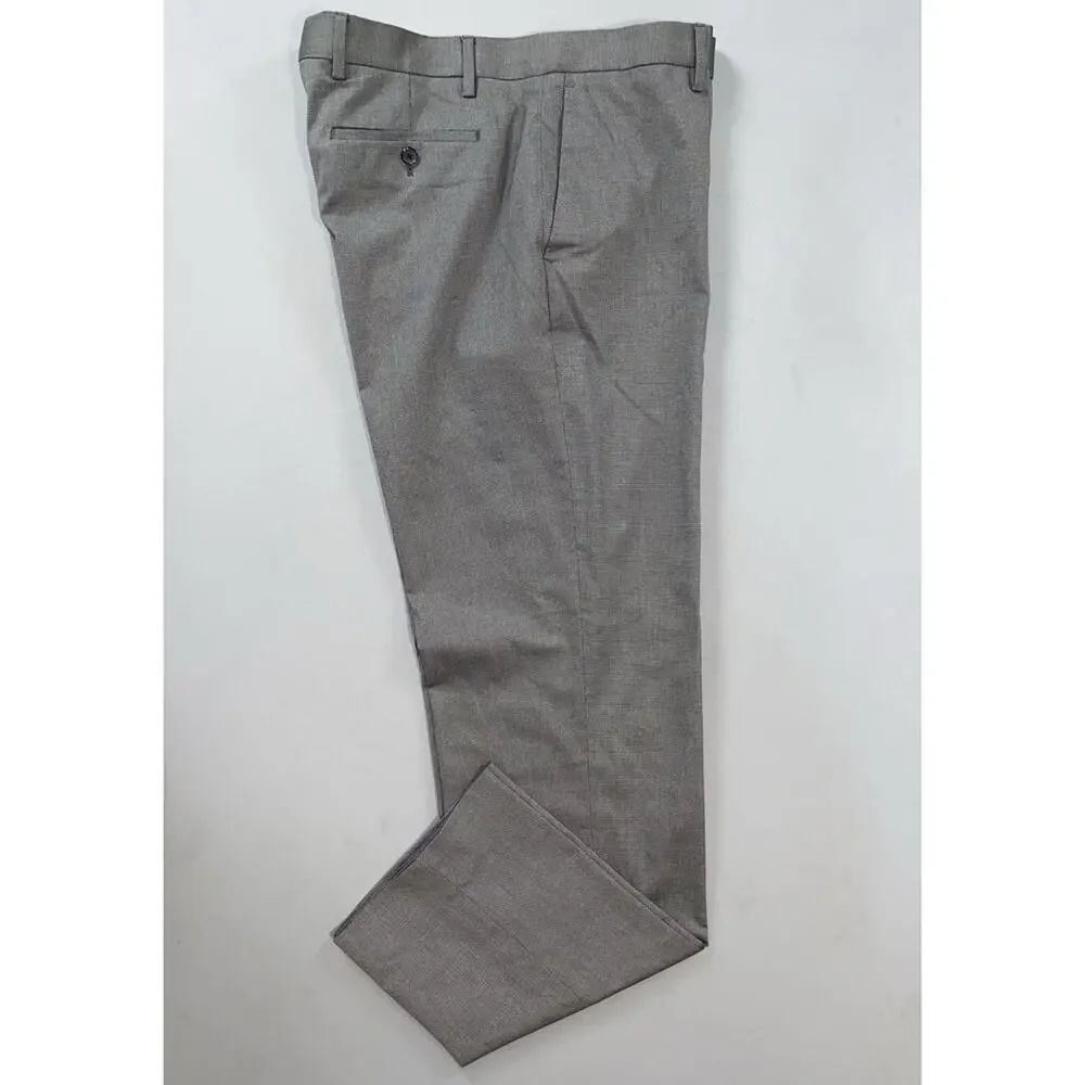 Banana Republic Slim Fit Stretch Cotton Chino Dress Pants. Gray Nailhead, 36X34.